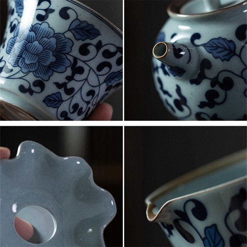 Antique Tangled Branches Blue And White Chinese Porcelain Tea Gift Box Set Antique Tangled Branches Blue And White Chinese Porcelain Tea Gift Box Set