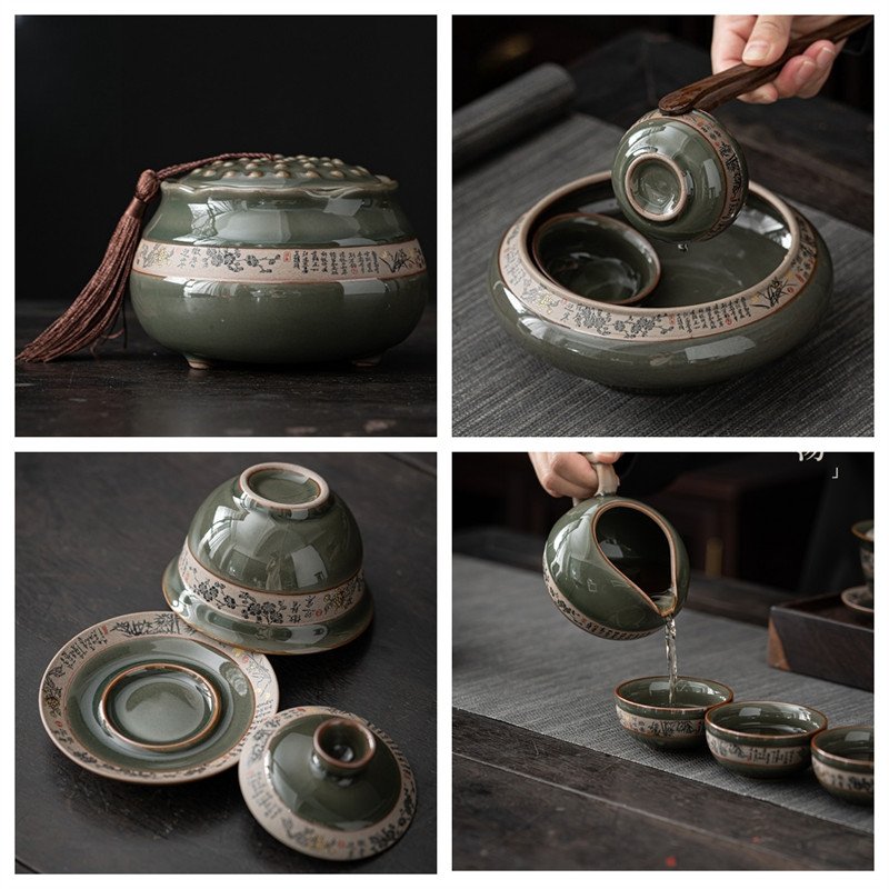 Antique Dragon Theme Cracked Porcelain Traditional Chinese Tea Ceremony Set Antique Dragon Theme Cracked Porcelain Traditional Chinese Tea Ceremony Set