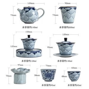 Antique Peony Petals Blue And White Porcelain Traditional Chinese Tea Set With Gift Box