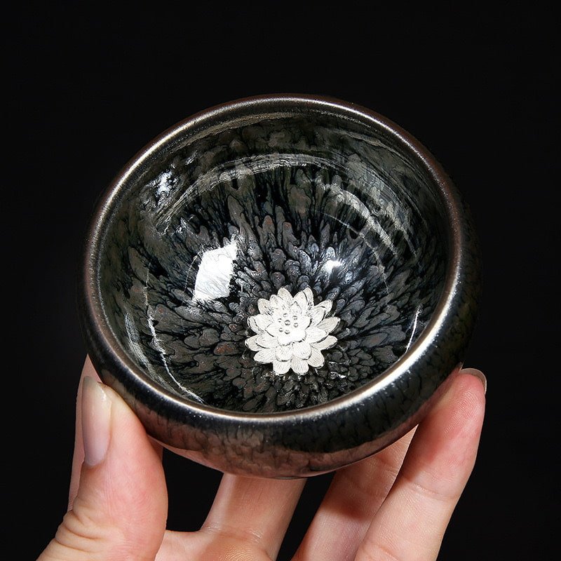 3.4 Fl Oz/100 Ml Golden Gilded Lotus Jian Zhan Ware Tea Cup 3.4 Fl Oz/100 Ml Golden Gilded Lotus Jian Zhan Ware Tea Cup