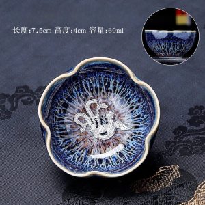 6.1 Fl Oz/180 Ml Dragon And Phoenix Oil Spot Jian Zhan Ware Tea Cups For Sale