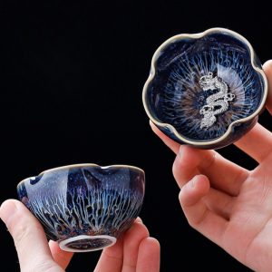 6.1 Fl Oz/180 Ml Dragon And Phoenix Oil Spot Jian Zhan Ware Tea Cups For Sale