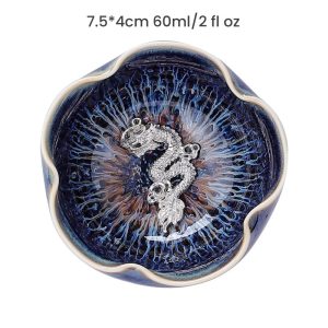6.1 Fl Oz/180 Ml Dragon And Phoenix Oil Spot Jian Zhan Ware Tea Cups For Sale