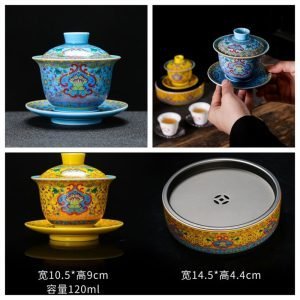 4fl Oz/120ml Best Entangled Branches Pattern Enamel Royal Porcelain Gaiwan Teapot