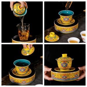 4fl Oz/120ml Best Entangled Branches Pattern Enamel Royal Porcelain Gaiwan Teapot