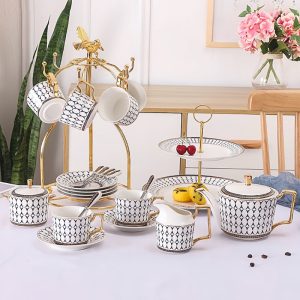 Luxurious And Royal Majestic Horse English Bone China Porcelain Tea Sets For Adults Vintage