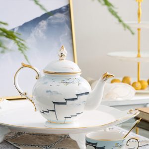 Blue Floral And Royal Elegance In Vintage And Bone China Porcelain Tea And Coffee Set For Adults