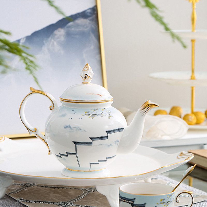Blue Floral And Royal Elegance In Vintage And Bone China Porcelain Tea And Coffee Set For Adults Blue Floral And Royal Elegance In Vintage And Bone China Porcelain Tea And Coffee Set For Adults