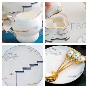 Blue Floral And Royal Elegance In Vintage And Bone China Porcelain Tea And Coffee Set For Adults