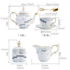 Blue Floral And Royal Elegance In Vintage And Bone China Porcelain Tea And Coffee Set For Adults