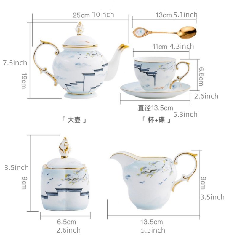 Blue Floral And Royal Elegance In Vintage And Bone China Porcelain Tea And Coffee Set For Adults Blue Floral And Royal Elegance In Vintage And Bone China Porcelain Tea And Coffee Set For Adults