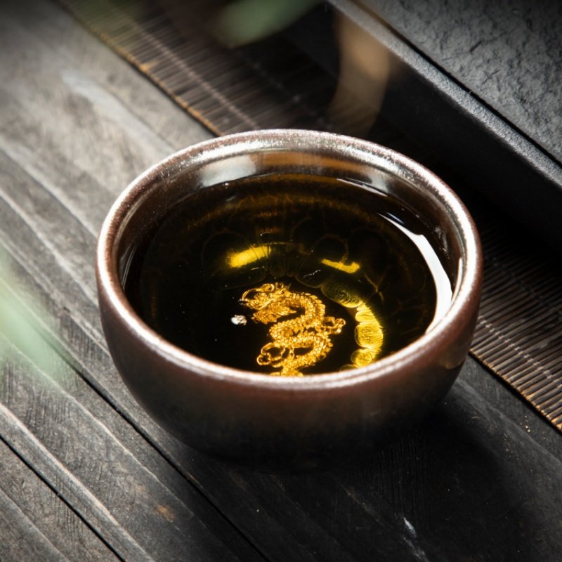 3.4 Fl Oz/100 Ml Golden Gilded Lotus Jian Zhan Ware Tea Cup 3.4 Fl Oz/100 Ml Golden Gilded Lotus Jian Zhan Ware Tea Cup