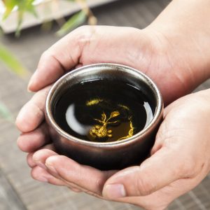 3.4 Fl Oz/100 Ml Golden Gilded Lotus Jian Zhan Ware Tea Cup