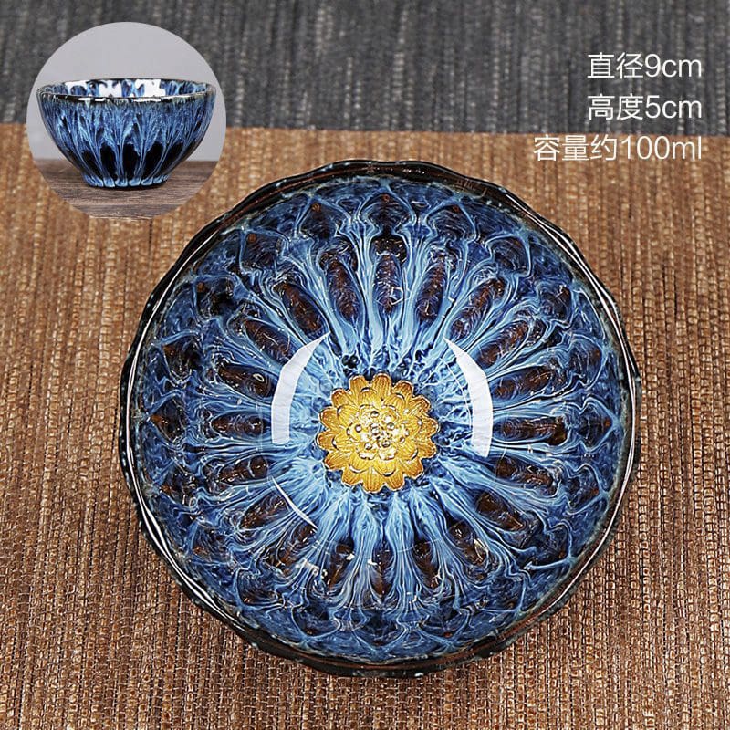 3.4 Fl Oz/100 Ml Golden Gilded Lotus Jian Zhan Ware Tea Cup 3.4 Fl Oz/100 Ml Golden Gilded Lotus Jian Zhan Ware Tea Cup