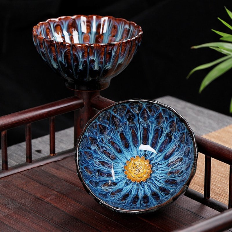 3.4 Fl Oz/100 Ml Golden Gilded Lotus Jian Zhan Ware Tea Cup 3.4 Fl Oz/100 Ml Golden Gilded Lotus Jian Zhan Ware Tea Cup