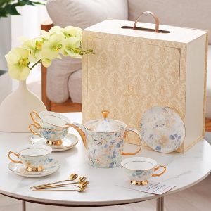Luxurious And Royal Majestic Horse English Bone China Porcelain Tea Sets For Adults Vintage