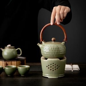 Black And Golden Modern Sleek Teapot Candle Warmer