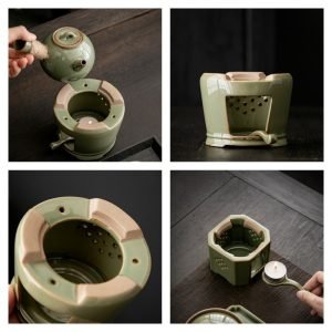 Black And Golden Modern Sleek Teapot Candle Warmer