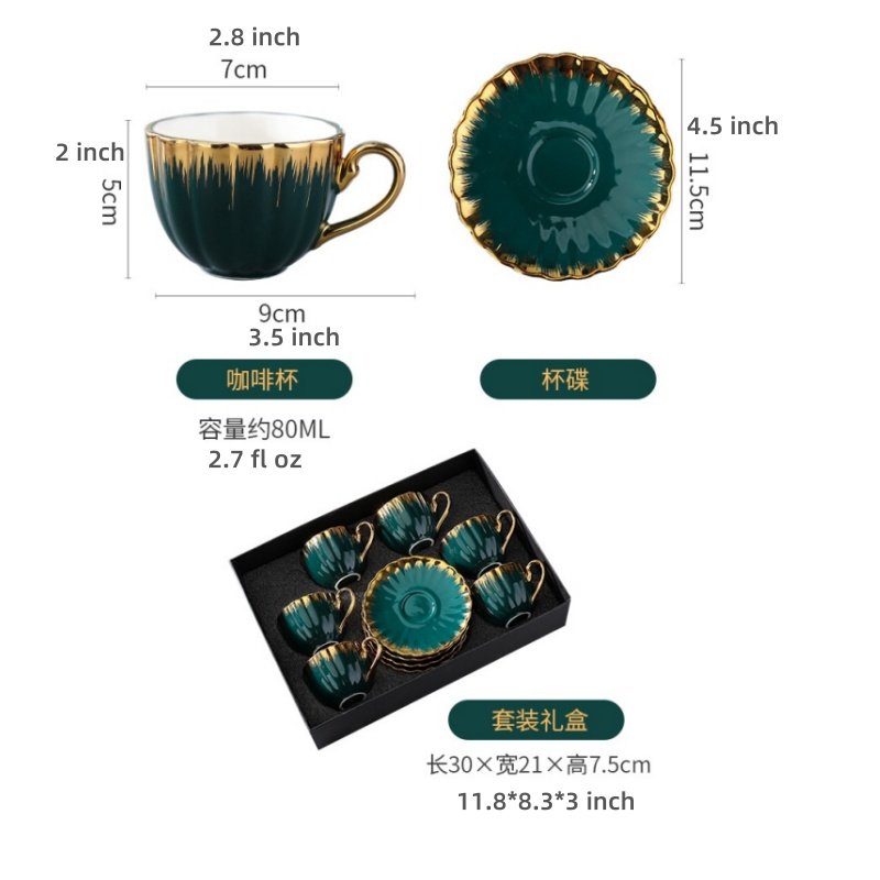 Green And White Golden Rim Royal Bone China Vintage Tea Cups And Saucers Set Cheap For Sale Green And White Golden Rim Royal Bone China Vintage Tea Cups And Saucers Set Cheap For Sale