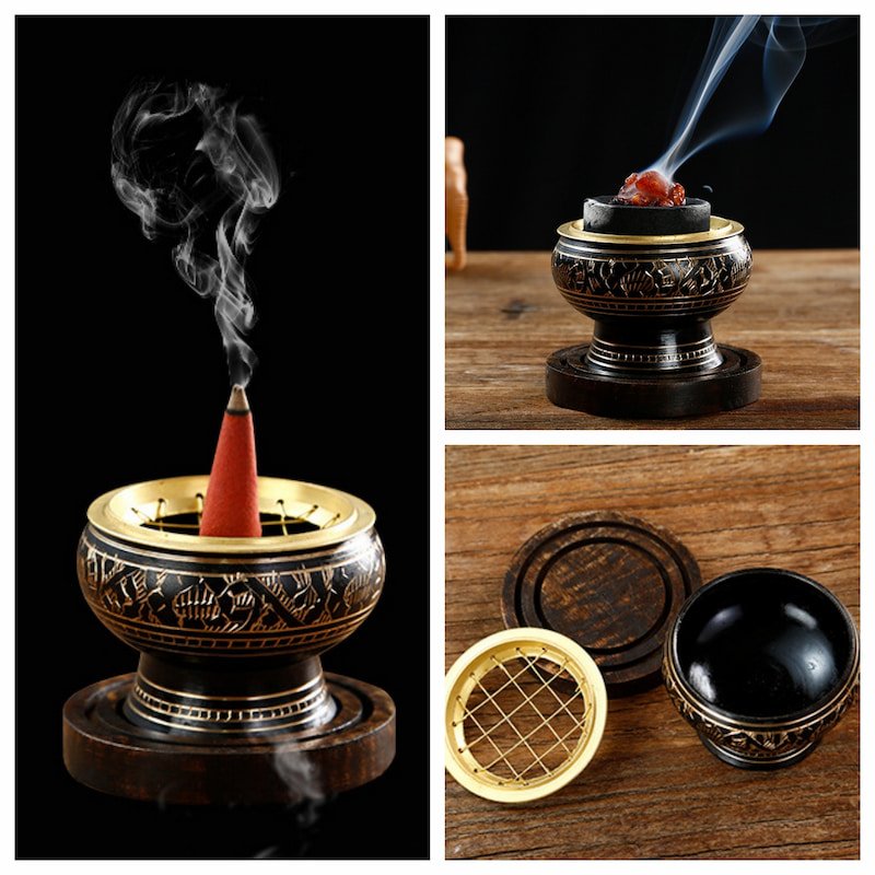 Handcrafted Intricate Carving Indian Antique Brass Incense Burner Handcrafted Intricate Carving Indian Antique Brass Incense Burner