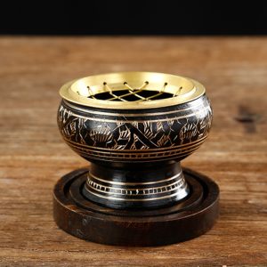 Handcrafted Intricate Carving Indian Antique Brass Incense Burner