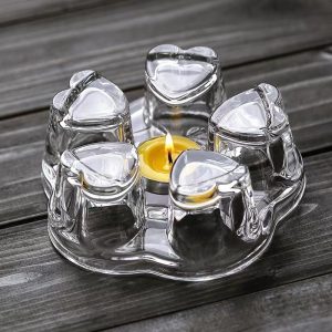 Heart Shaped Clear Glass Wax And Candle Warmer For Teapot