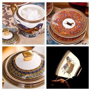 Luxurious And Royal Majestic Horse English Bone China Porcelain Tea Sets For Adults Vintage