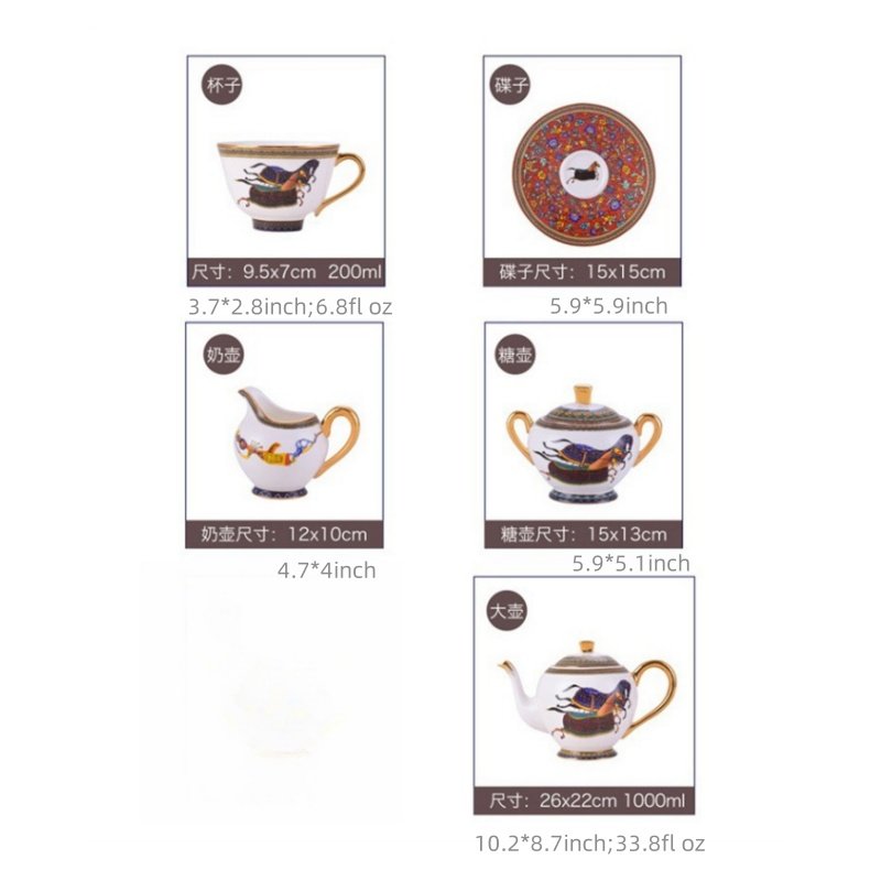 Luxurious And Royal Majestic Horse English Bone China Porcelain Tea Sets For Adults Vintage Luxurious And Royal Majestic Horse English Bone China Porcelain Tea Sets For Adults Vintage