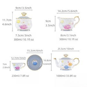 Blue Floral And Royal Elegance In Vintage And Bone China Porcelain Tea And Coffee Set For Adults