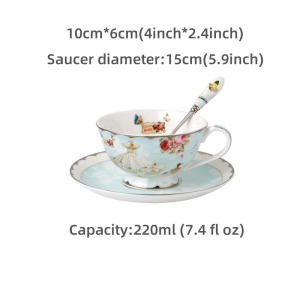 Green And White Golden Rim Royal Bone China Vintage Tea Cups And Saucers Set Cheap For Sale