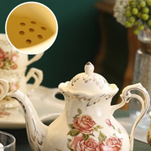 Pink Rose Garden English Vintage And Fine Bone China Porcelain Tea And Plate Set For Sale