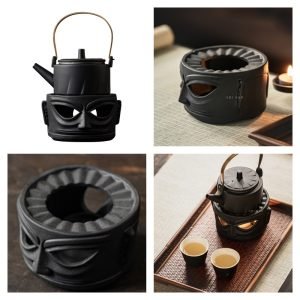 Black And Golden Modern Sleek Teapot Candle Warmer