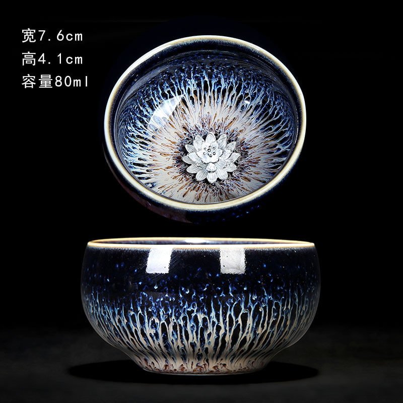 3.4 Fl Oz/100 Ml Golden Gilded Lotus Jian Zhan Ware Tea Cup 3.4 Fl Oz/100 Ml Golden Gilded Lotus Jian Zhan Ware Tea Cup