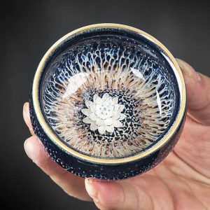 3.4 Fl Oz/100 Ml Golden Gilded Lotus Jian Zhan Ware Tea Cup
