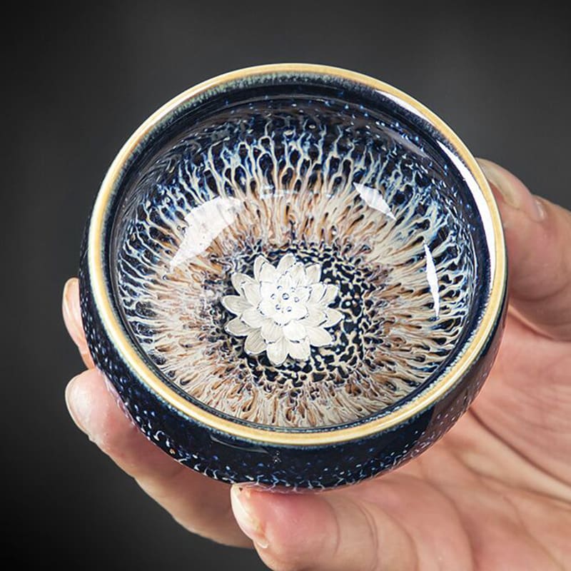 3.4 Fl Oz/100 Ml Golden Gilded Lotus Jian Zhan Ware Tea Cup 3.4 Fl Oz/100 Ml Golden Gilded Lotus Jian Zhan Ware Tea Cup