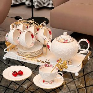 Pink Rose Garden English Vintage And Fine Bone China Porcelain Tea And Plate Set For Sale