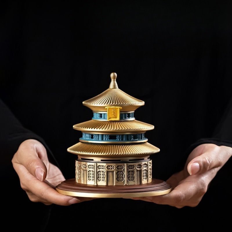 Temple of Heaven Shaped Chinese Antique Brass Incense Burner Temple of Heaven Shaped Chinese Antique Brass Incense Burner
