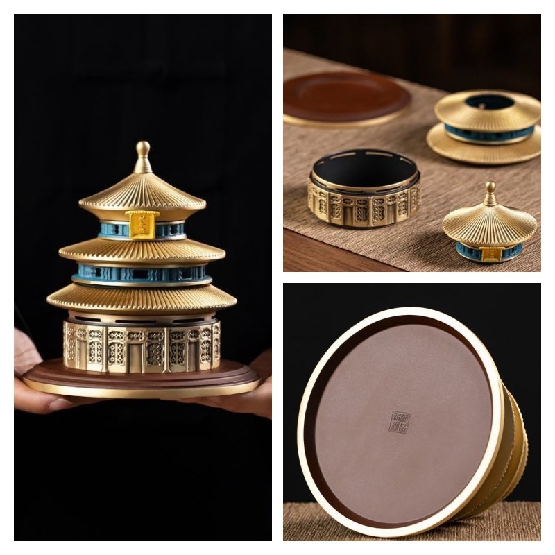 Temple of Heaven Shaped Chinese Antique Brass Incense Burner Temple of Heaven Shaped Chinese Antique Brass Incense Burner