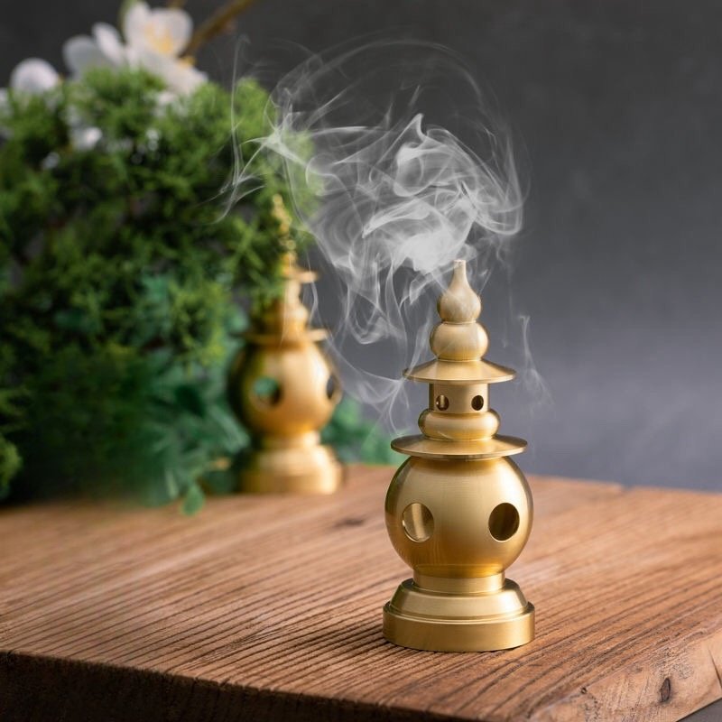 Tower-Shaped Antique Brass Incense Burner Tower-Shaped Antique Brass Incense Burner