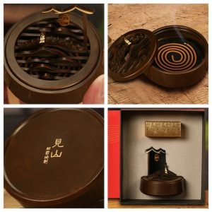 Traditional Hand Carved Mountain and Bridge Chinese Antique Brass Incense Burner