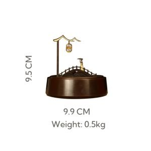 Traditional Hand Carved Mountain and Bridge Chinese Antique Brass Incense Burner