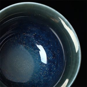 6.08fl Oz/180ml Best Starry Night Gilded Pure Golden Glaze Ceramic Gaiwan Tea Cup