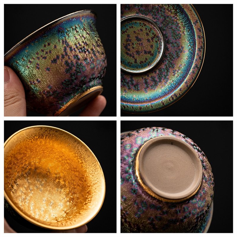 7.43fl Oz/220ml Best Gilded Pure Golden Colorful Glaze Ceramic Gaiwan Tea Pot 7.43fl Oz/220ml Best Gilded Pure Golden Colorful Glaze Ceramic Gaiwan Tea Pot