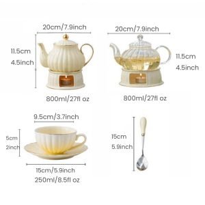 English Countryside Red And Blue Rose Bone China Coffee And Tea Sets For Adults Vintage