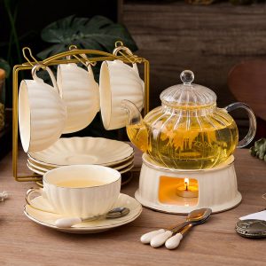 English Countryside Red And Blue Rose Bone China Coffee And Tea Sets For Adults Vintage
