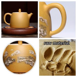16.7 Oz Large Snow Mountain Golden Clay Authentic Chinese Yixing Zisha Teapot