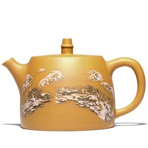 16.7 Oz Large Snow Mountain Golden Clay Authentic Chinese Yixing Zisha Teapot