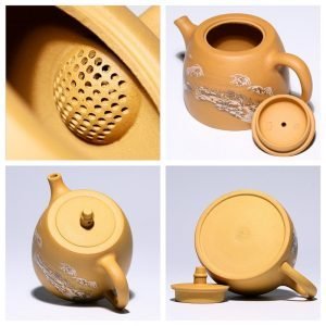 16.7 Oz Large Snow Mountain Golden Clay Authentic Chinese Yixing Zisha Teapot