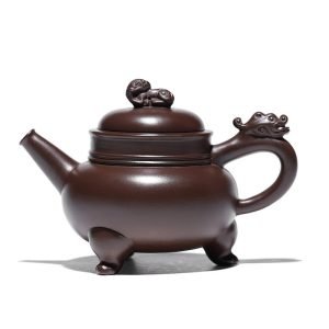 9.8 Oz Antique Dragon Tripod Chinese Purple Clay Yixing Teapot With Famous Maker's Marks