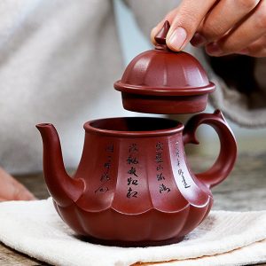 7.4 Oz Antique Lamp Shape Handmade Chinese Yixing Zisha Clay Teapot With Maker's Marks